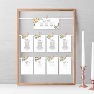 Bearbeitbare Citrus Hochzeit Sitztisch Tischkarten Vorlage Sofortiger Download Sitzplan Karten Zeichen Hochzeitsdeko 0031