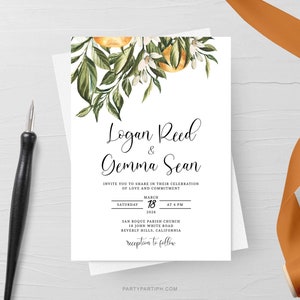Orange Wedding Invitation Template 0031 Printable Marriage Invite Templett Citrus Editable Invitation INSTANT Download Citrus Wedding
