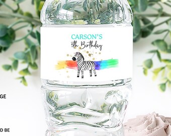 Editable Zebra Water Bottle Labels Template Instant Download Safari Custom Water Bottle Sticker Downloadable 0187