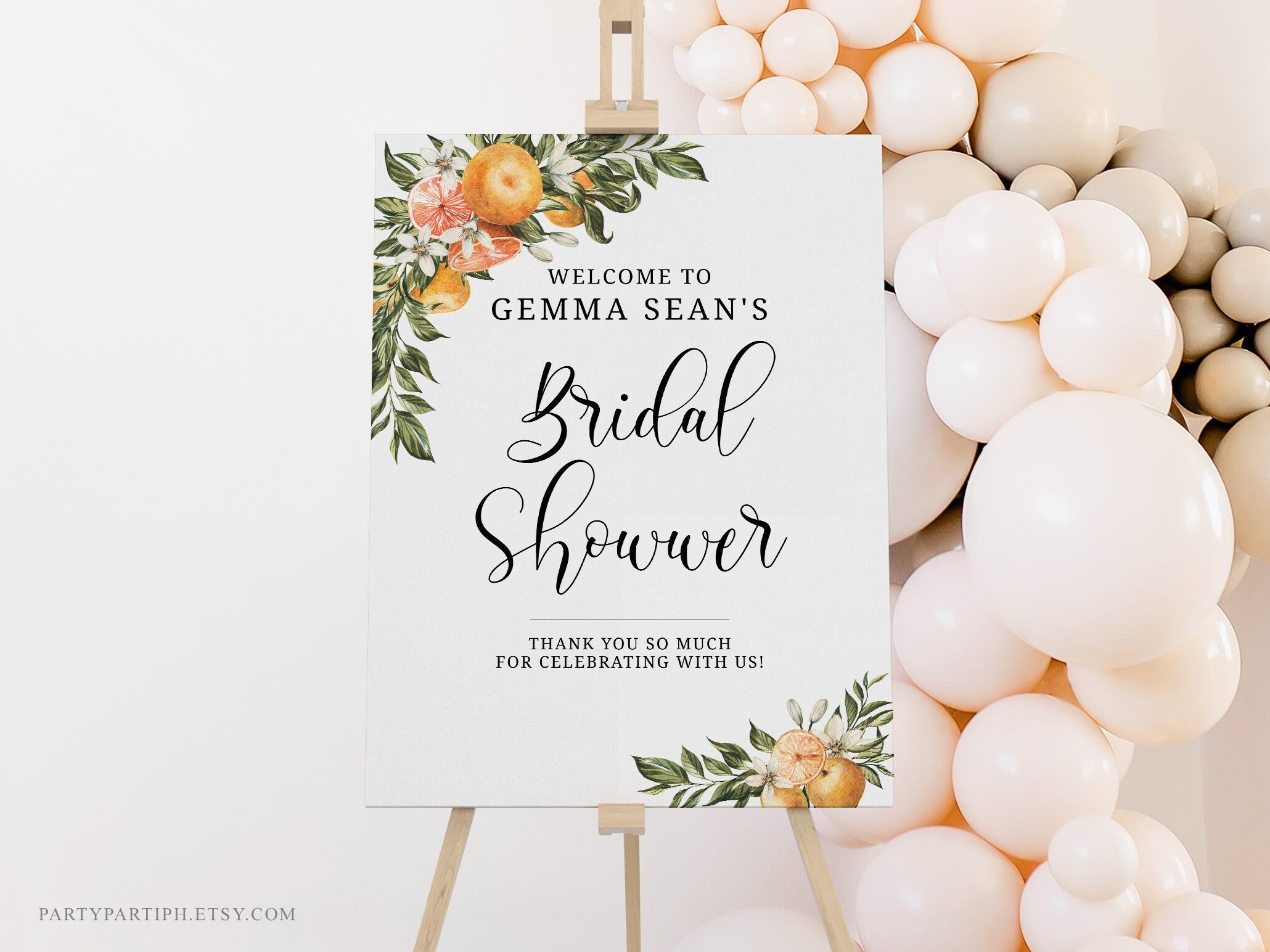 Editable Orange Welcome Sign Templates Citrus Bridal Shower Welcome ...