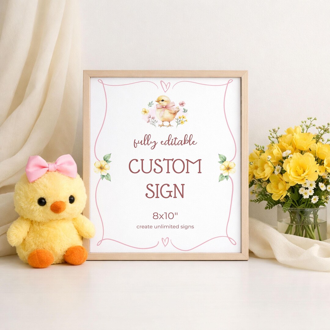 Chick Baby Shower Sign Template, Editable Party Decor (jettemplate ...