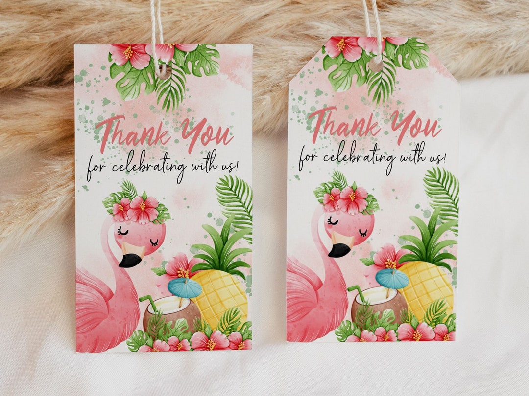 EDITABLE Flamingo Birthday Favor Gift Tag Let's Flamingle Gift Tag ...