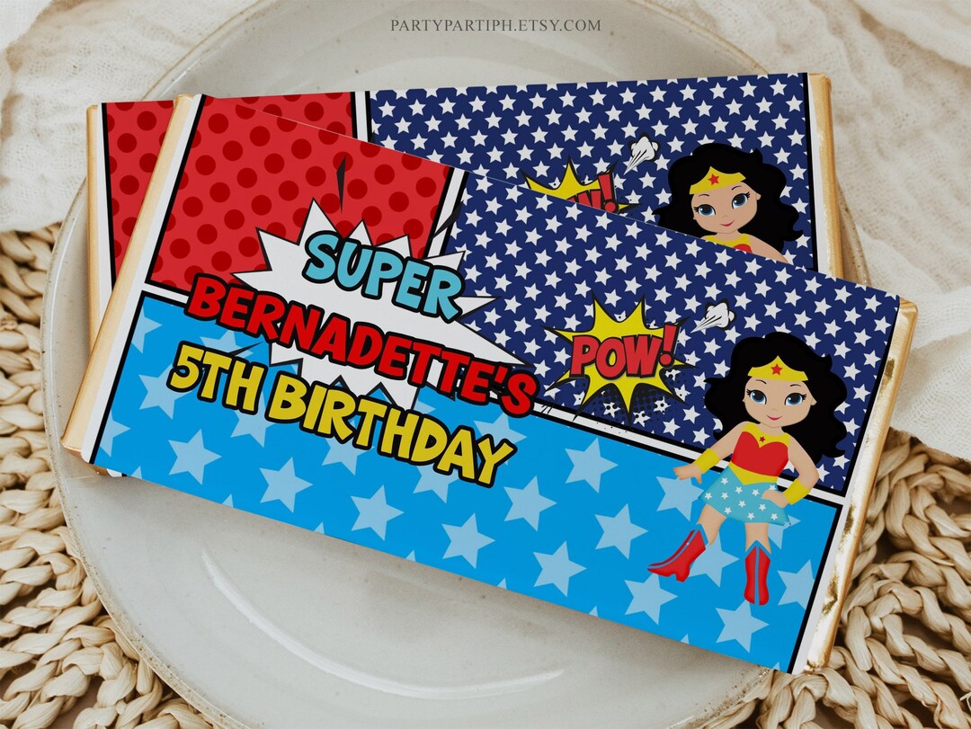 Hero Wrapper Editable Superhero Party Chocolate Label Template Comic Book Super Hero ...