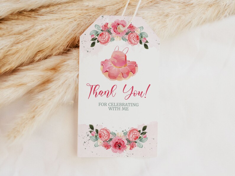 Editable Ballerina Favor Tags Girl, Floral Gift Tags, Thank You Tags ...