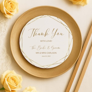 Gold Geometric Frame Charger Plate, 8&quot; Printable Wedding Table Decoration - 0006