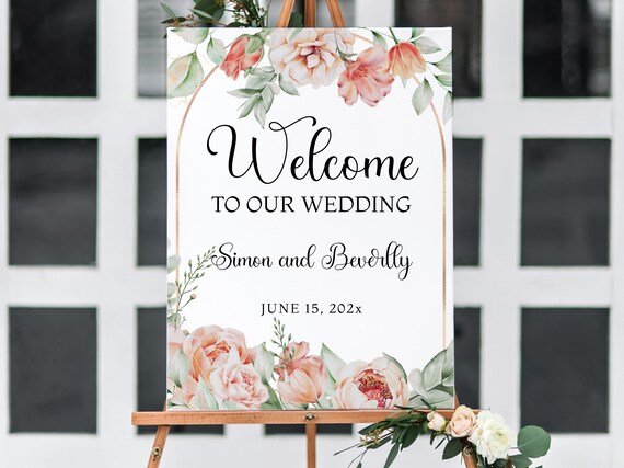 EDITABLE Orange Wedding Welcome Sign Template, Romantic Wedding Welcome ...