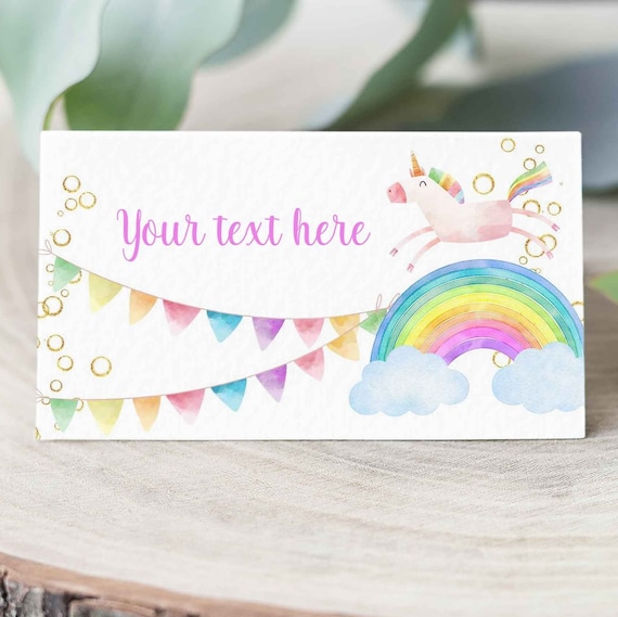 editable unicorn food cards buffet label rainbow food labels etsy