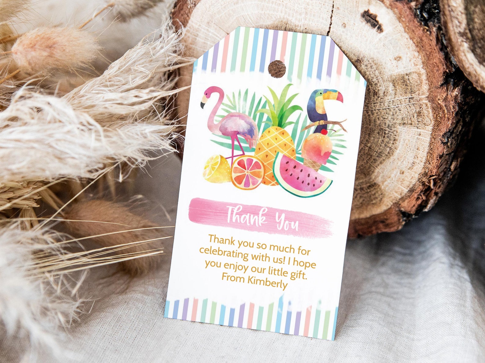 Editable Tropical Favor Tags Girl Birthday Gift Tags Thank - Etsy