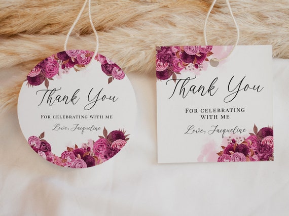 100 Cartellini Personalizzati Per Regali, 7x4,5 Cm, Testo A Scelta, Perfetti Per Bomboniere E Matrimoni, Colore Magenta - 3