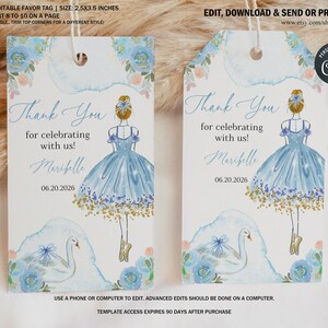 Ballerines bleues modifiables, anniversaire, remerciements, étiquettes, thème bleu, fleurs, étiquettes, bouquet de fleurs, étiquettes, fleur, cadeau, 0012