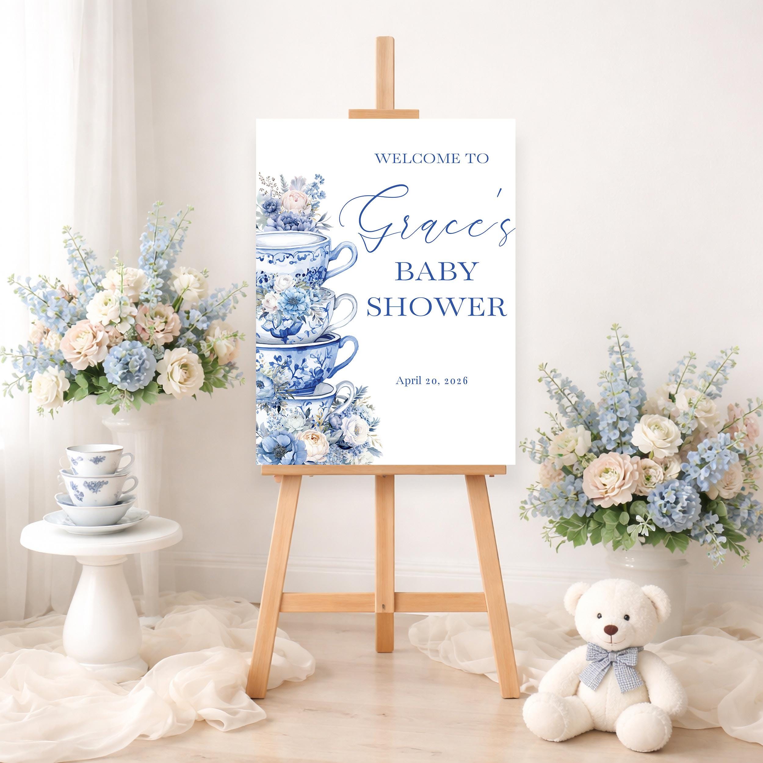 Teacup Raffle Tea Party Baby Shower Invitation Template With Books for Baby and ...