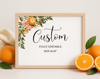 シトラスオレンジテーブルサイン 8x10インチ 10x8インチ 編集可能
