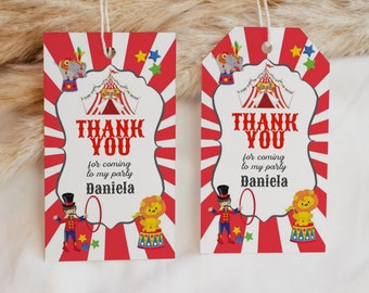 Editable Circus Favor Tag Carnival Gift Tag Circus Carnival Birthday Thank You Tag Circus Carnival Birthday Party Instant Editable 0085