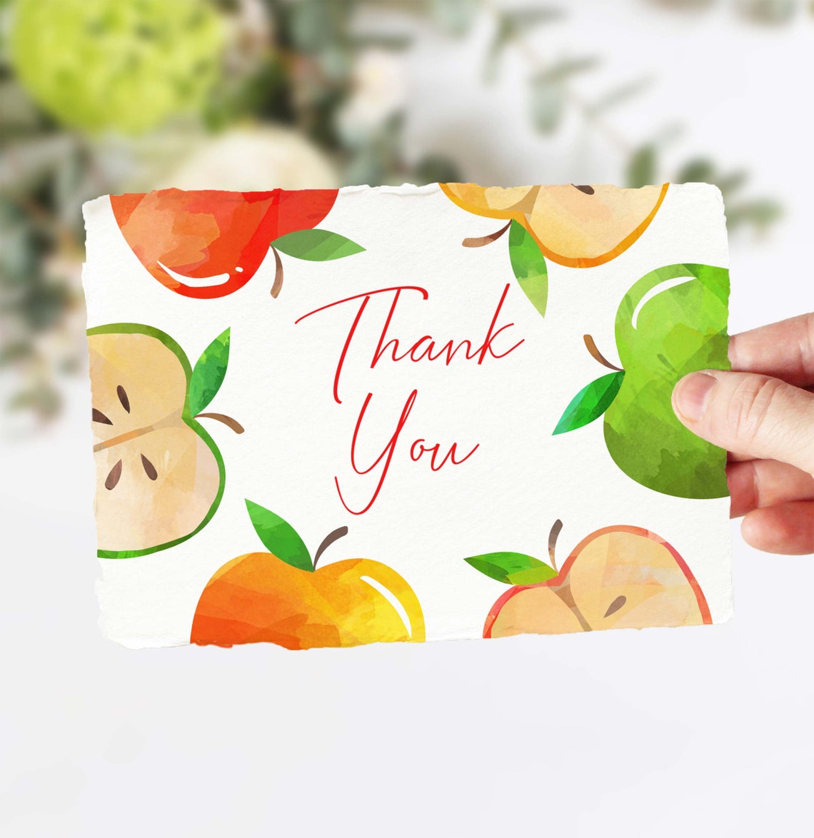 Editable Apple Thank You Card Template Apple Birthday Thank Etsy