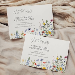 BEWERKBARE Wildflower bruiloft registerkaartsjabloon zomer bloemen bruiloft registerkaart bijlage lente bloemen cadeau registerkaart, 0025