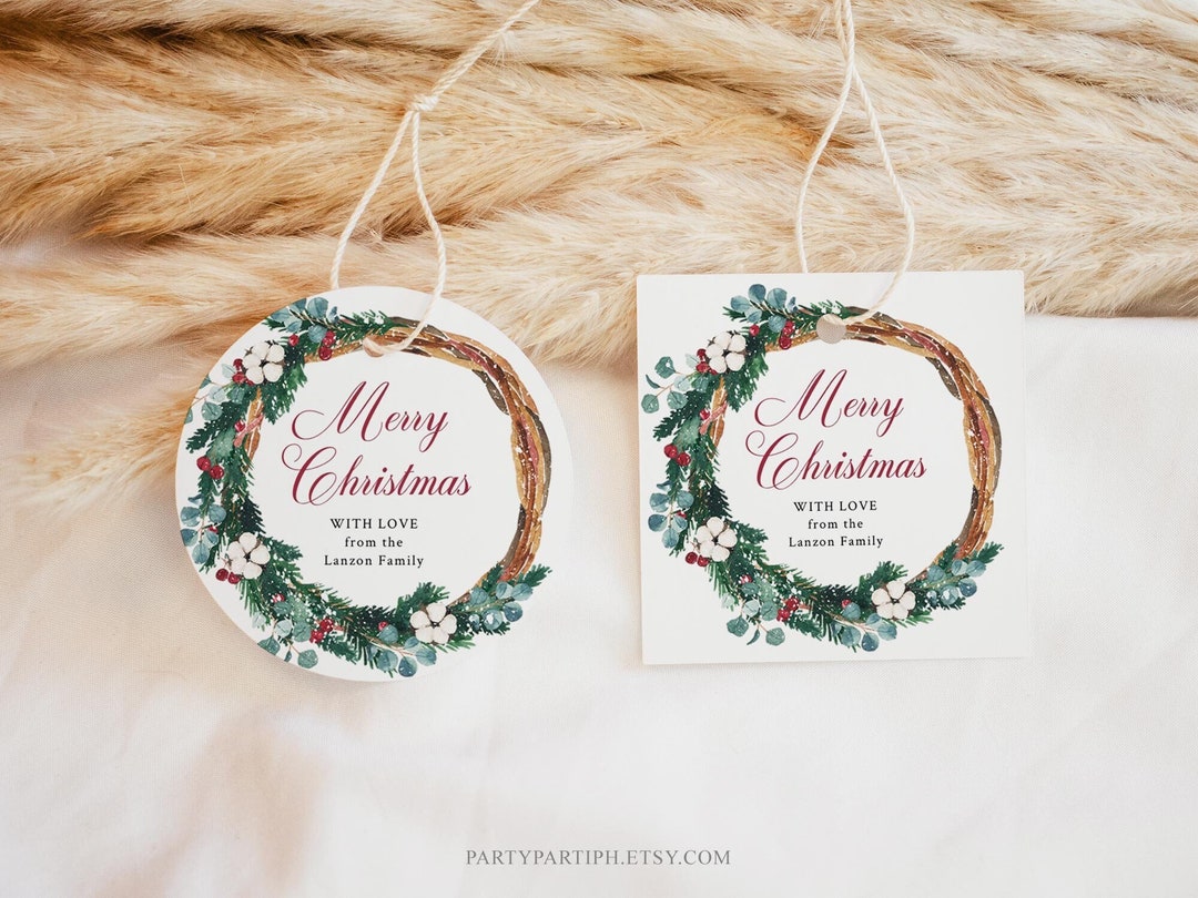 Editable Christmas Thank You Tags Holiday Gift Tags Merry Christmas ...