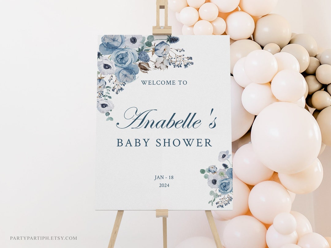 Editable Blue Baby Shower Welcome Sign Template Instant Download ...