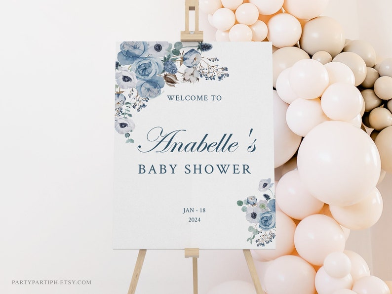 Editable Blue Baby Shower Welcome Sign Template Instant Download ...