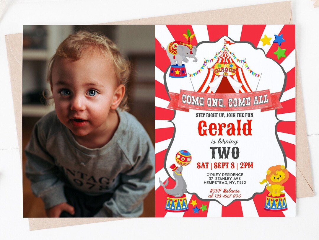 Editable Circus Birthday Invitation Red Carnival Invitations Etsy