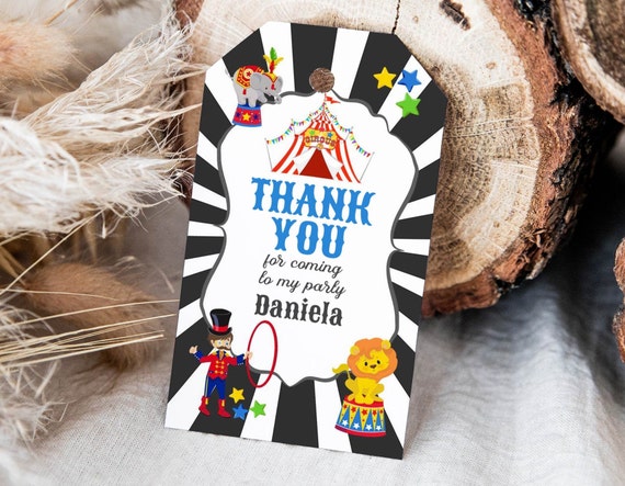 Editable Circus Favor Tag Carnival Gift Tag Circus Carnival Birthday Thank You Tag Circus Carnival Birthday Party Instant Editable File 0085 Il_570xn