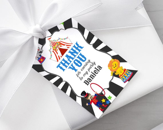 Editable Circus Favor Tag Carnival Gift Tag Circus Carnival Birthday Thank You Tag Circus Carnival Birthday Party Instant Editable File 0085 Il_570xn