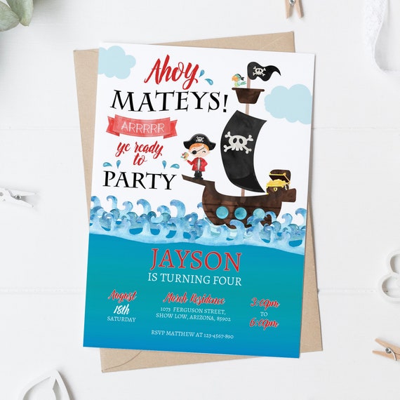 Editable Pirate Birthday Invitation Treasure Map Invitation Pirate Invitation Pirate Ship Invitation Pirate Party Pirate Party, 0095 Il_570xn