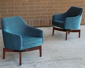 Pair of Jens Risom Swivel Lounge Chairs New Upholstery