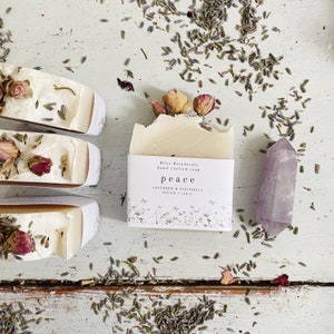 Peace Soap - Lavender and Patchouli Essential Oil Cold Process Soap - Bliss Botanicals 125g