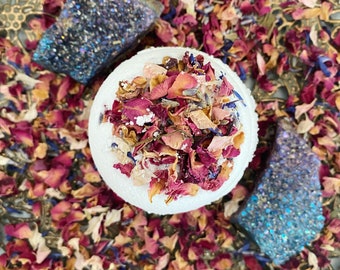 Flower Fairy Luxury Handmade Foaming Aromatherapy Bath Bomb with Dried Botanicals and Bergamot Essential Oil