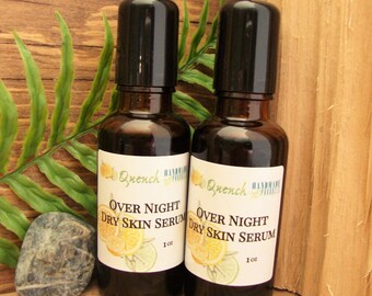 Over Night Dry Skin Serum: Face oil serum, Dry skin oil, Organic face oil, Natural face care, Facial serum, Vegan skin care, Face elixir