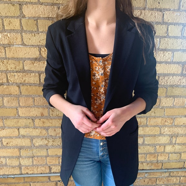 Black Wool Long DKNY Blazer