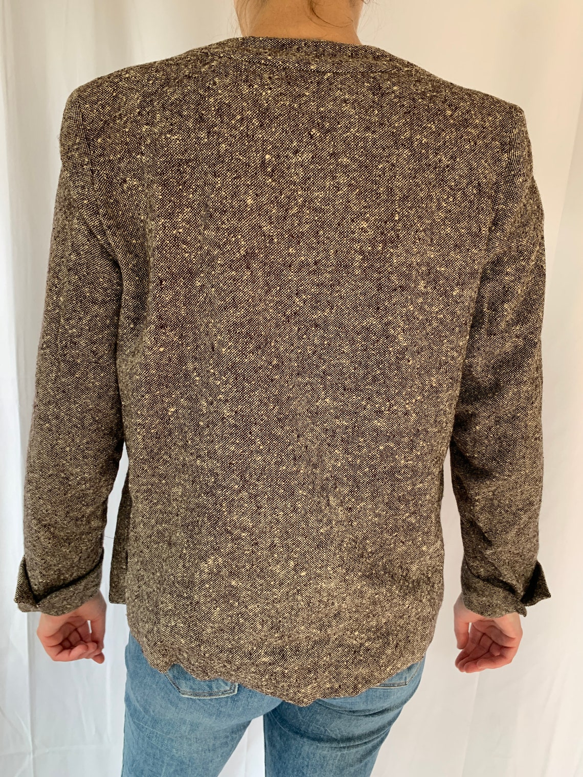 Brown Wool Tweed Light Weight Blazer Jacket | Etsy