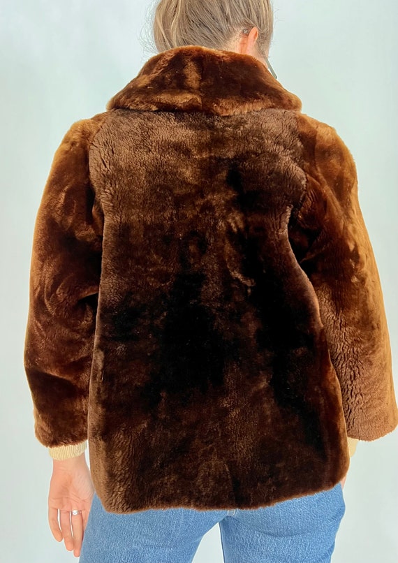 Vintage Brown Leather Teddy Coat - image 5