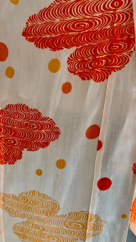 Vintage Orange and White Cotton Kimono - image 9