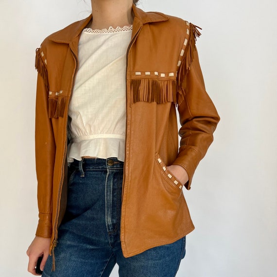 Early 1950s Deer Skin Leather Fringe Jacket - image 2