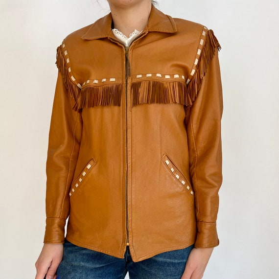 Early 1950s Deer Skin Leather Fringe Jacket - image 6