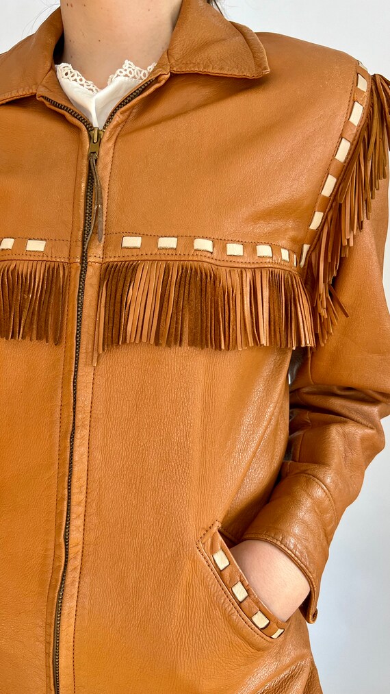 Early 1950s Deer Skin Leather Fringe Jacket - image 7