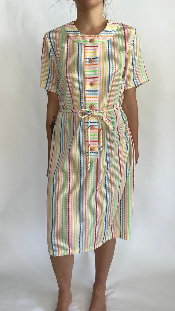 Rainbow Striped Day Dress - image 1