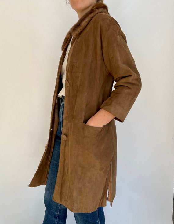 1940s / 1950s Brown Suede Jacket with Fur Collar - image 2