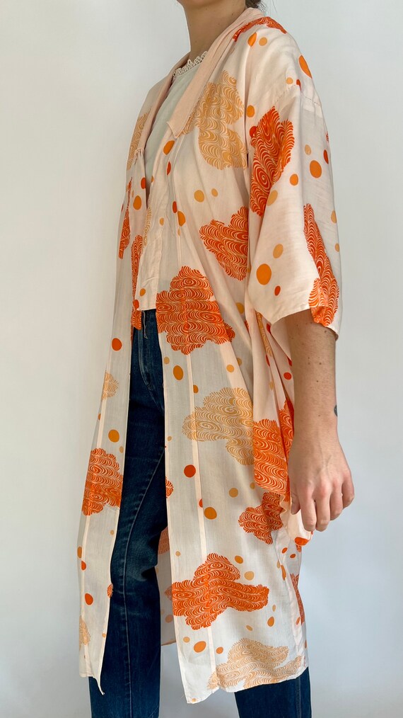 Vintage Orange and White Cotton Kimono - image 8