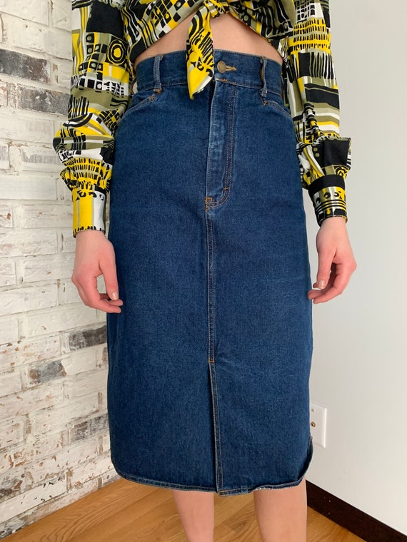 1970s Dark Wash High Waisted Denim Skirt Size Smal