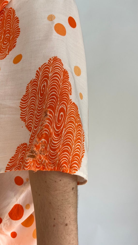Vintage Orange and White Cotton Kimono - image 10