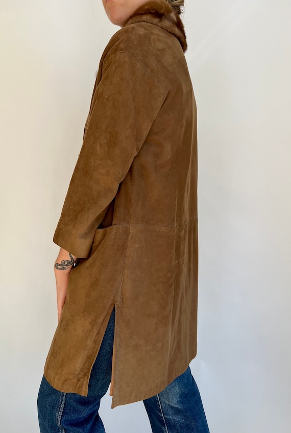 1940s / 1950s Brown Suede Jacket with Fur Collar - image 3