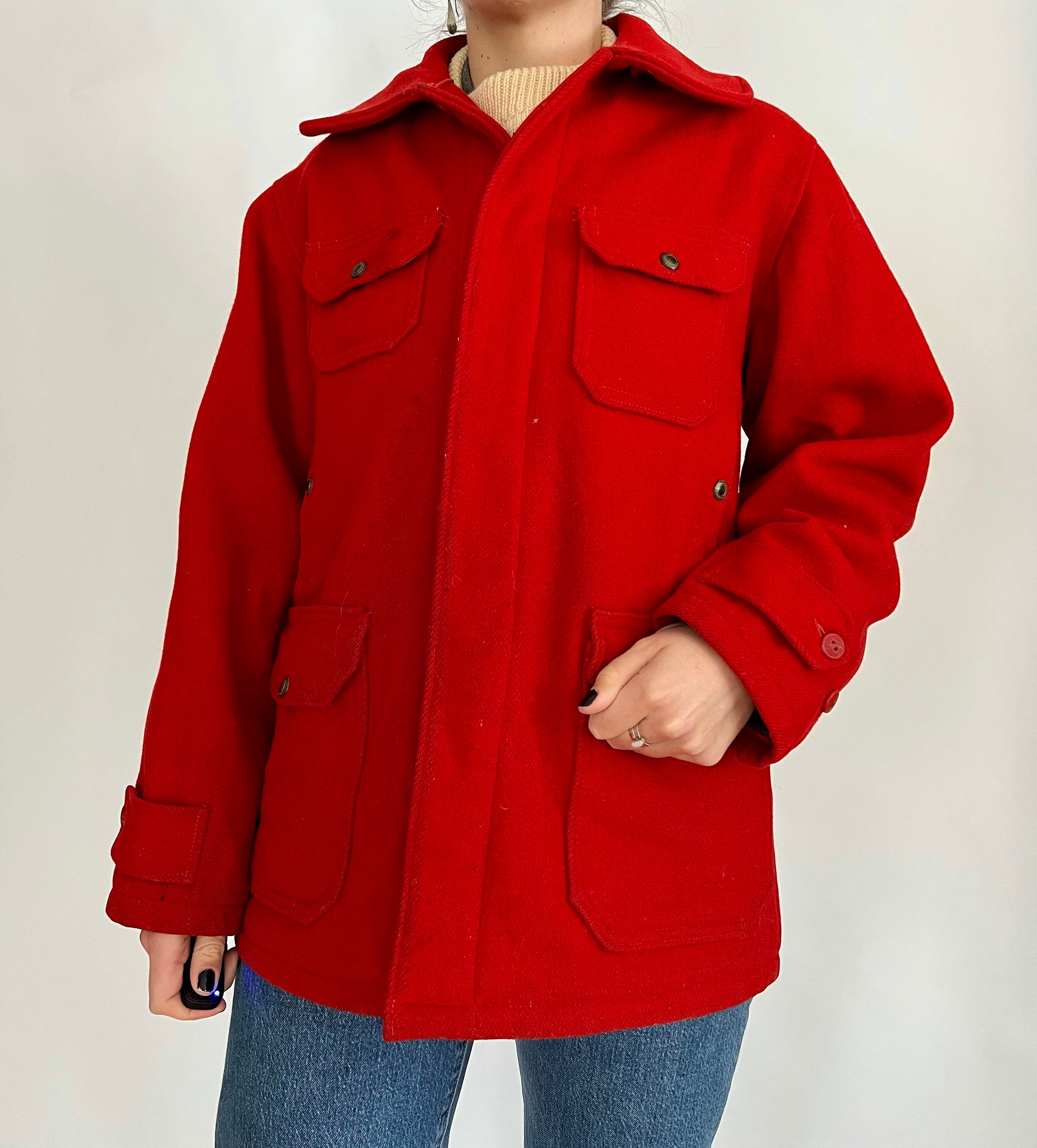 1950s Red Wool Woolrich Hunting Jacket 