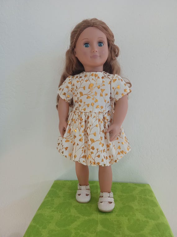 Bubble-skirt Party Dress With Copper Foil Flowers for American Girl and  Other 18" Dolls - Etsy
