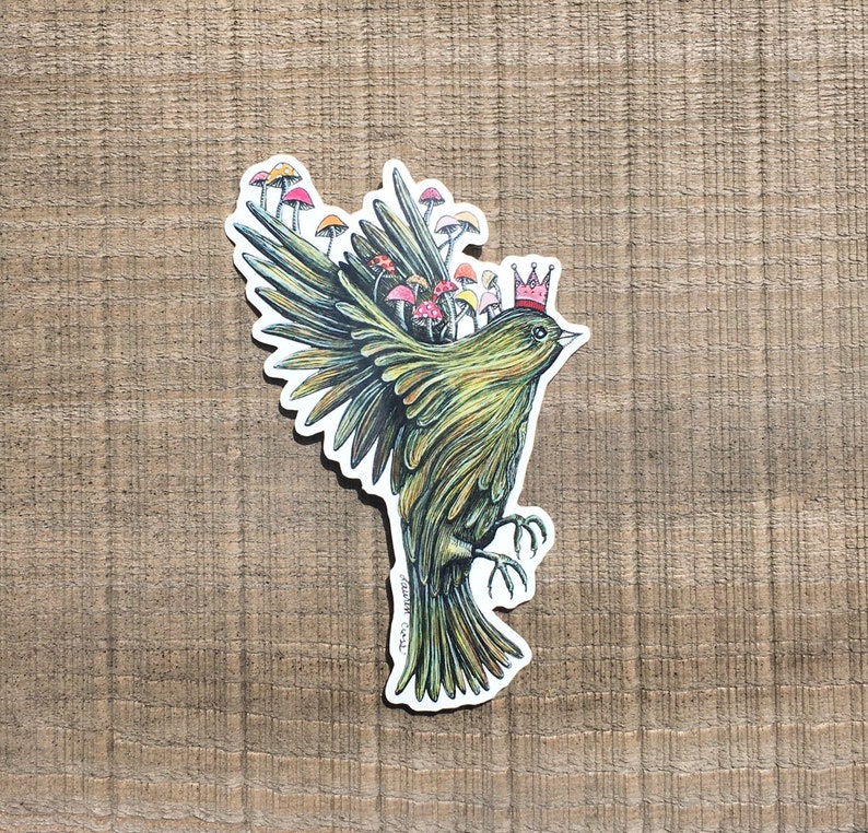 Vinyl Bird Sticker Illustration Sticker Bumper Sticker Waterproof Sticker Water Bottle Sticker Bird Sticker