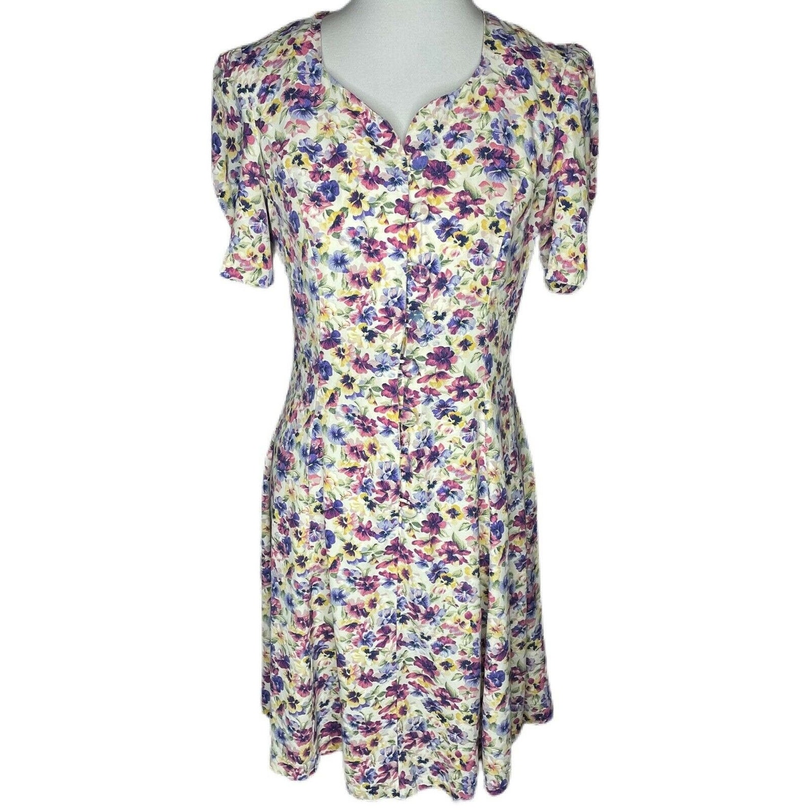 Vintage R.J. Stevens by Carol Escritor Floral 90s Dress Button | Etsy