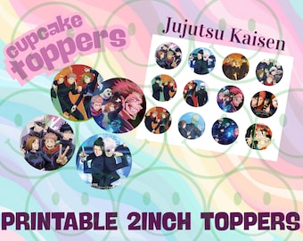 Jujutsu Kaisen Cupcake Toppers | Digital Download | Anime Party Decorations