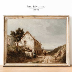 Vintage Rural Landscape Wall Art Painting Print | Muted Neutral | Downloadable Digital PRINTABLE Wall Art | Oil Painting Wall Decor | 116