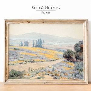 Spring Meadow Painting | Vintage California Landscape Print | Country Field PRINTABLE Digital | 291